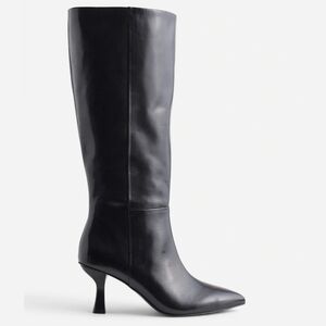 New! Madewell The Justine Knee Boot with Extended Calf in Black Leather